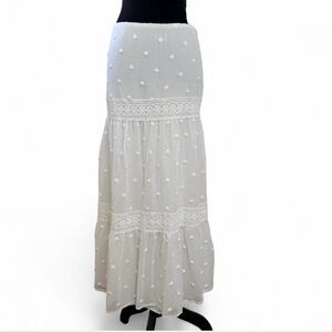 Ralph Lauren white Embroidered Maxi Skirt 12